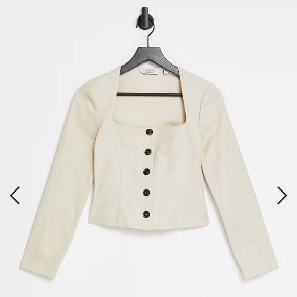 & Other Storieis Square Neck Button Front Top | Light Beige | EU 42 / US M - Picture 1 of 11